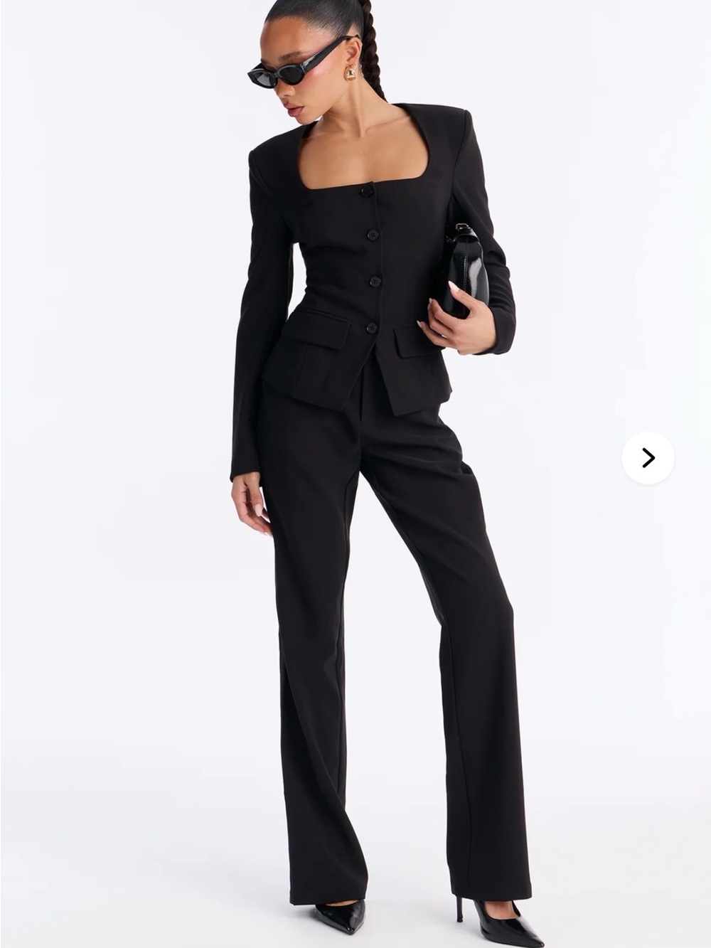 Fashion Nova Black Suit -High-Rise Wide-Leg Trousers
